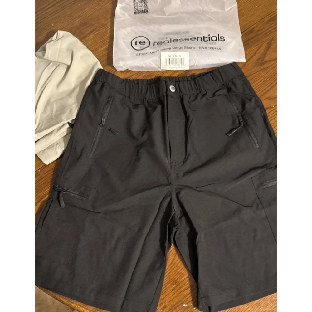 Real Essentials 2 Pack: Men's Hiking Cargo Shorts Fishing Size Small pockets‎